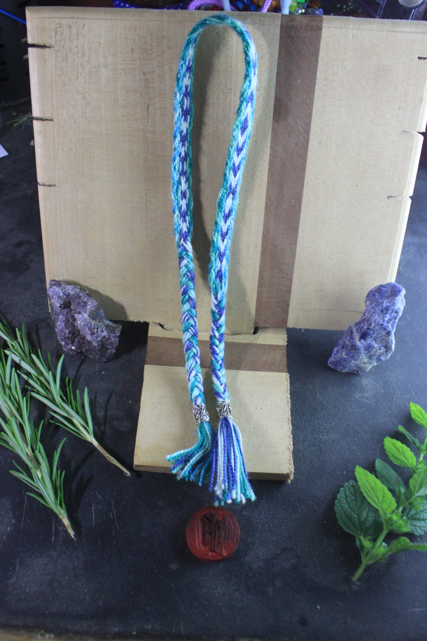 Long Njörd Bracelet - Woven Prosperity Talisman with Cards